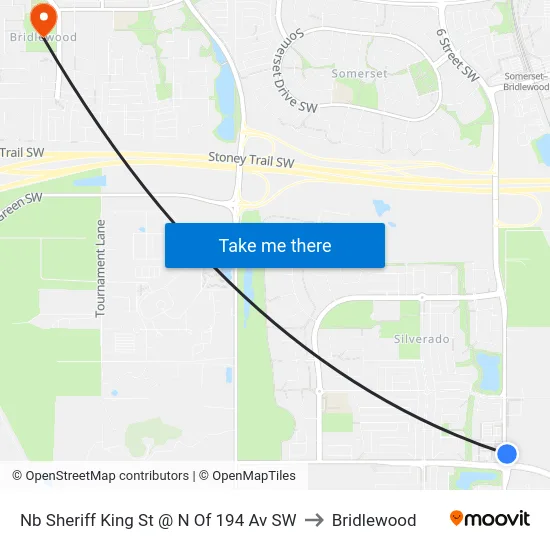Nb Sheriff King St @ N Of 194 Av SW to Bridlewood map
