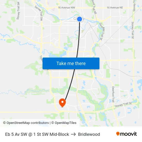 Eb 5 Av SW @ 1 St SW Mid-Block to Bridlewood map