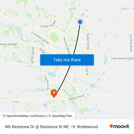 Wb  Redstone Dr @  Redstone St NE to Bridlewood map