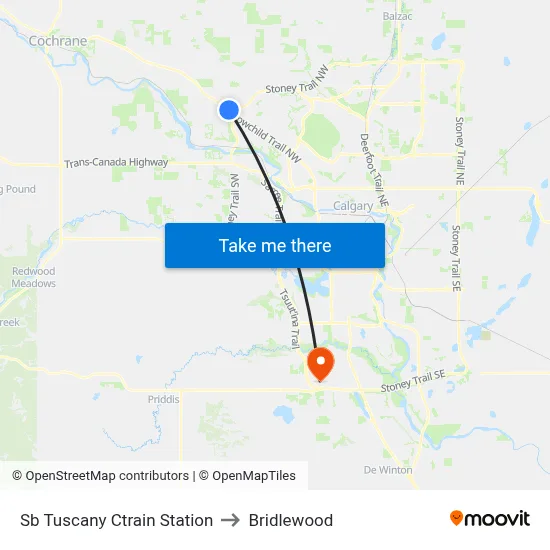Sb Tuscany Ctrain Station to Bridlewood map