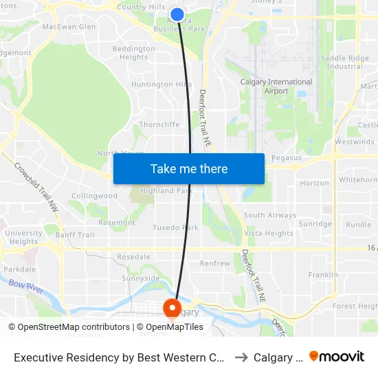 Executive Residency by Best Western Calgary City View North to Calgary Tower map