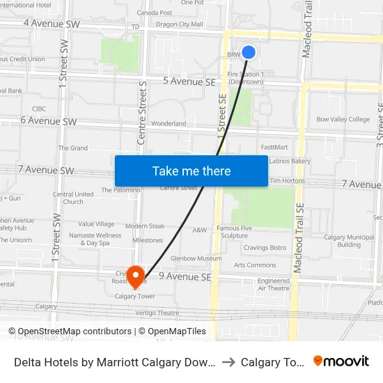 Delta Hotels by Marriott Calgary Downtown to Calgary Tower map