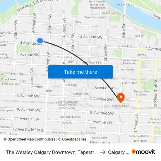 The Westley Calgary Downtown, Tapestry Collection By Hilton to Calgary Tower map