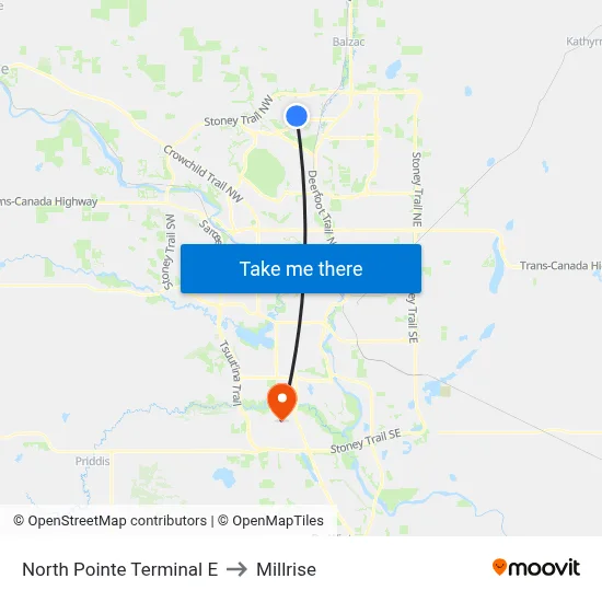 North Pointe Terminal E to Millrise map