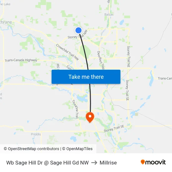 Wb Sage Hill Dr @ Sage Hill Gd NW to Millrise map