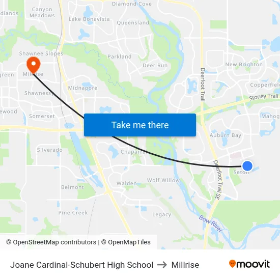 Joane Cardinal-Schubert High School to Millrise map