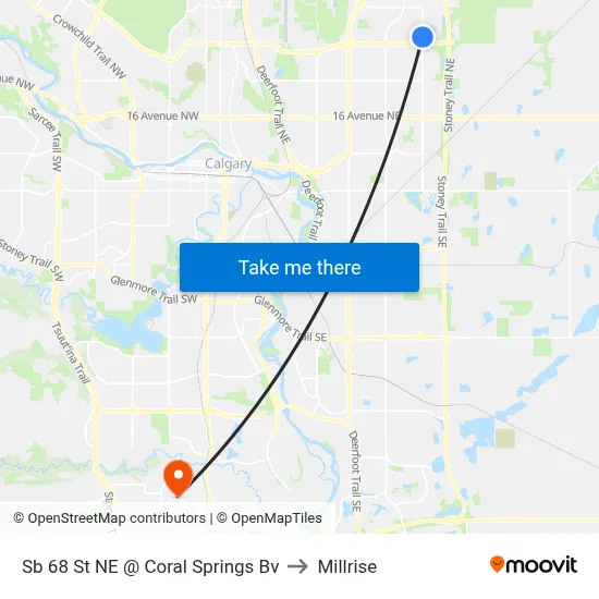 Sb 68 St NE @ Coral Springs Bv to Millrise map