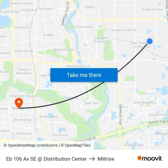 Eb 106 Av SE @ Distribution Center to Millrise map