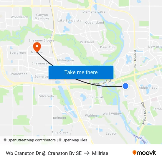 Wb Cranston Dr @ Cranston Bv SE to Millrise map
