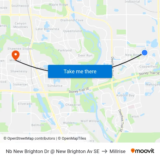 Nb New Brighton Dr @ New Brighton Av SE to Millrise map