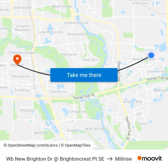 Wb New Brighton Dr @ Brightoncrest Pt SE to Millrise map