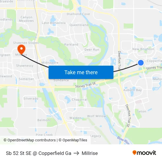 Sb 52 St SE @ Copperfield Ga to Millrise map