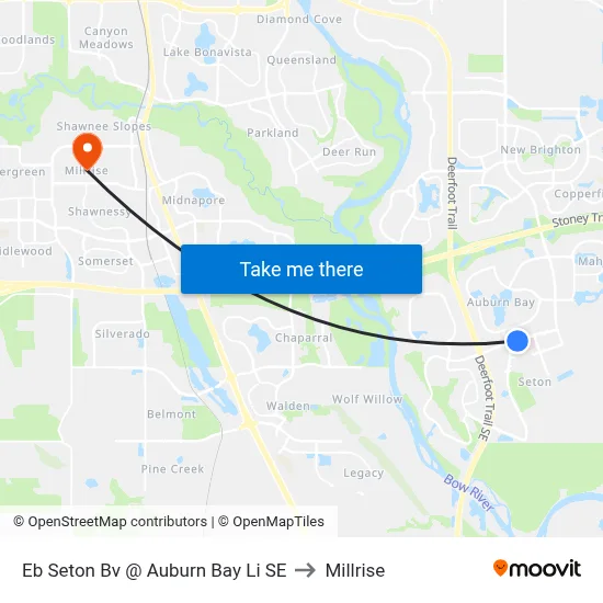 Eb Seton Bv @ Auburn Bay Li SE to Millrise map