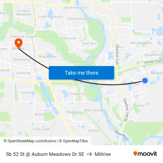Sb 52 St @ Auburn Meadows Dr SE to Millrise map