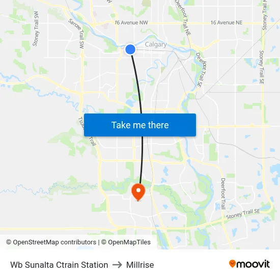 Wb Sunalta Ctrain Station to Millrise map