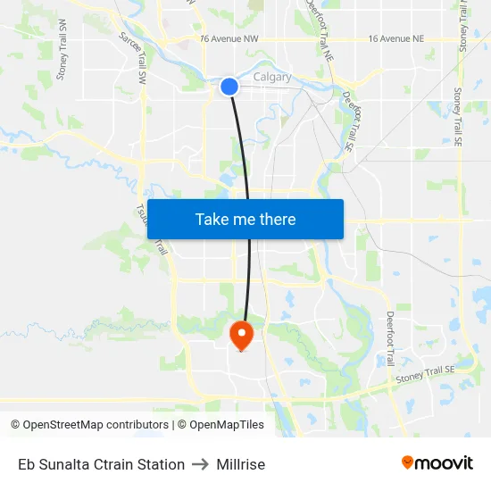Eb Sunalta Ctrain Station to Millrise map