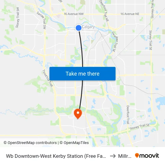Wb Downtown-West Kerby Station (Free Fare Zone) to Millrise map