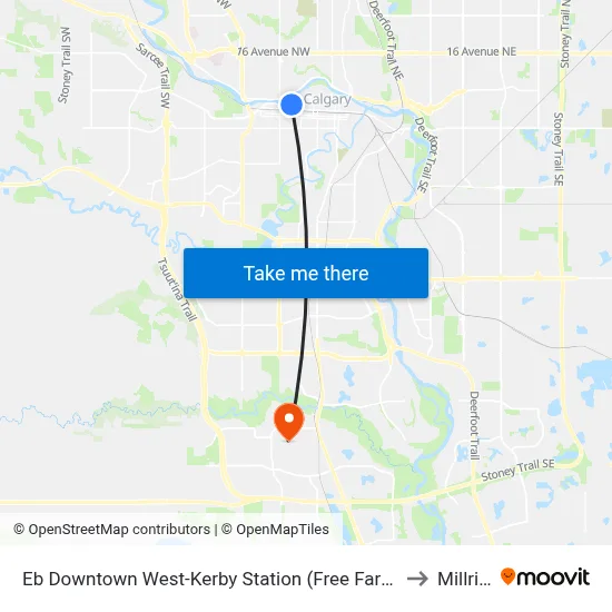 Eb Downtown West-Kerby Station (Free Fare Zone) to Millrise map