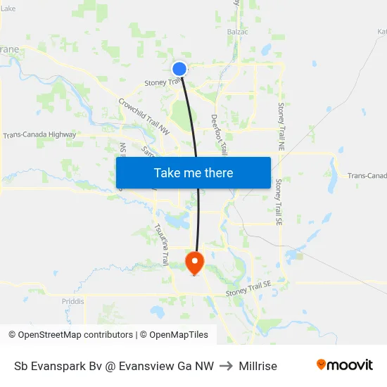 Sb Evanspark Bv @ Evansview Ga NW to Millrise map