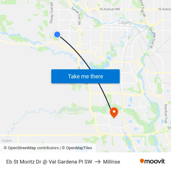 Eb St Moritz Dr @ Val Gardena Pl SW to Millrise map
