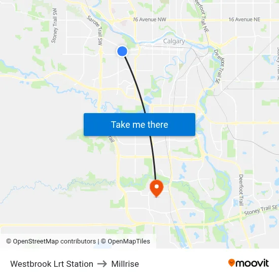 Westbrook Lrt Station to Millrise map