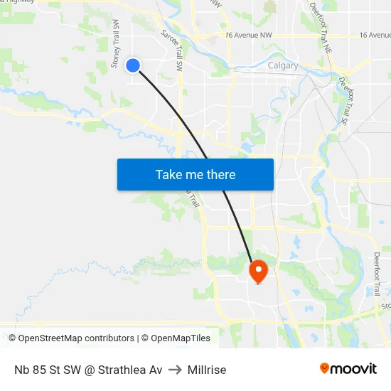 Nb 85 St SW @ Strathlea Av to Millrise map
