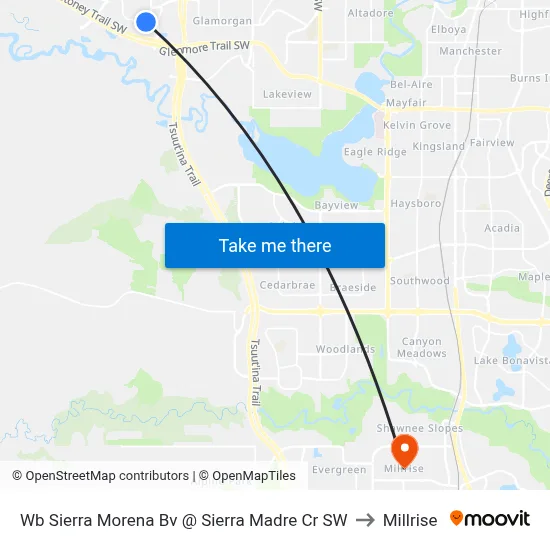 Wb Sierra Morena Bv @ Sierra Madre Cr SW to Millrise map