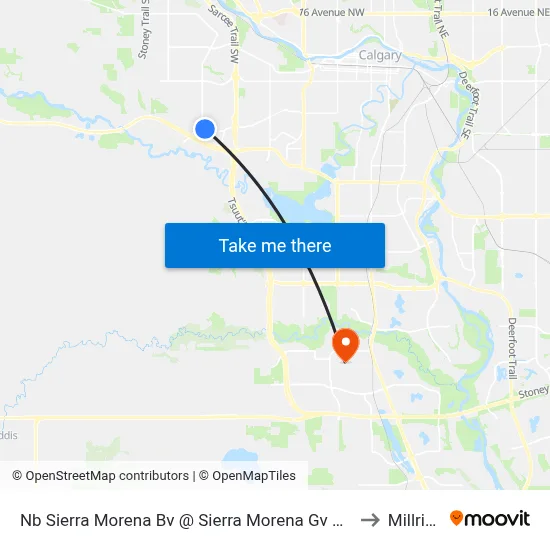 Nb Sierra Morena Bv @ Sierra Morena Gv SW to Millrise map