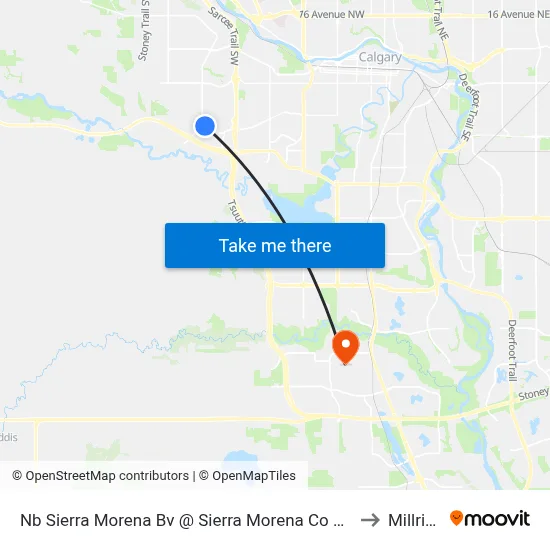 Nb Sierra Morena Bv @ Sierra Morena Co SW to Millrise map
