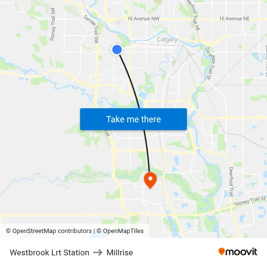 Westbrook Lrt Station to Millrise map