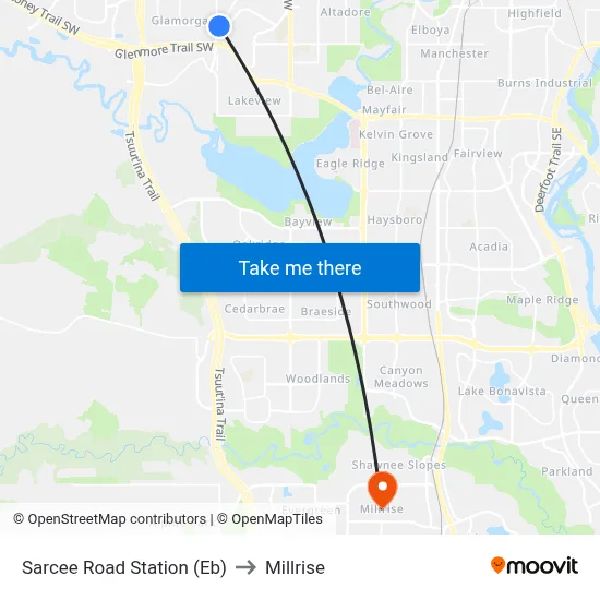 Sarcee Road Station (Eb) to Millrise map