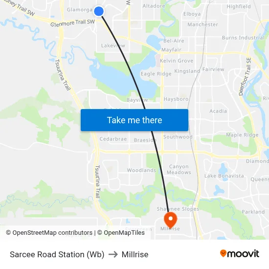Sarcee Road Station (Wb) to Millrise map