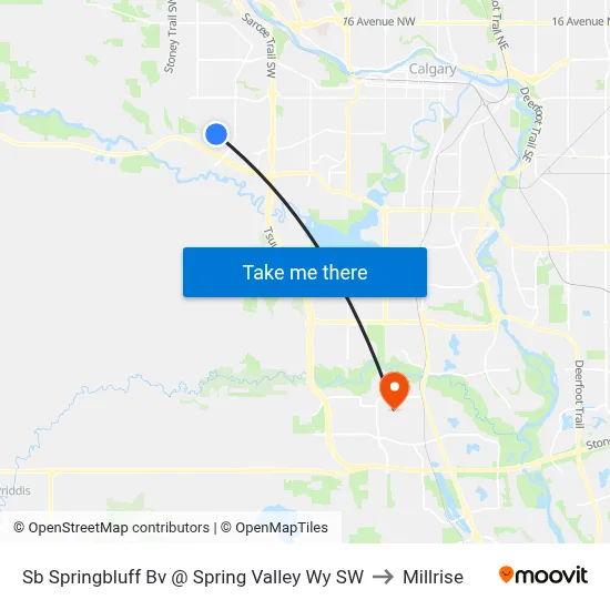 Sb Springbluff Bv @ Spring Valley Wy SW to Millrise map