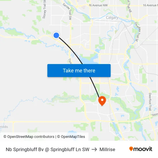 Nb Springbluff Bv @ Springbluff Ln SW to Millrise map