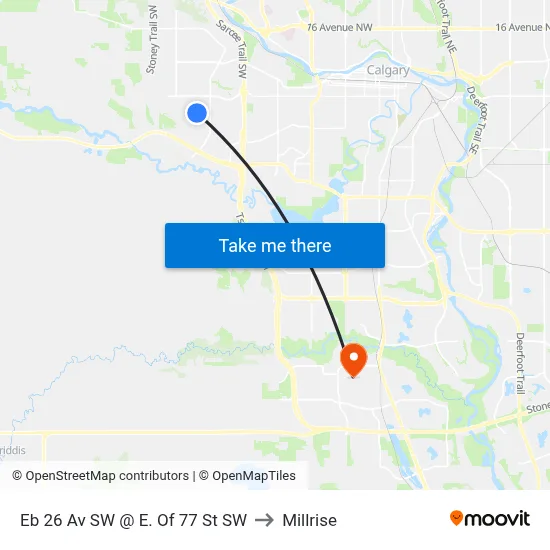 Eb 26 Av SW @ E. Of 77 St SW to Millrise map