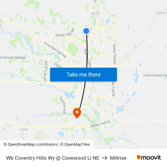 Wb Coventry Hills Wy @ Covewood Li NE to Millrise map