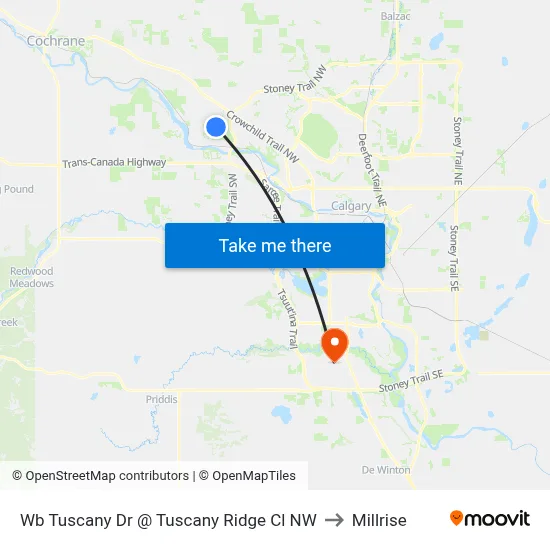 Wb Tuscany Dr @ Tuscany Ridge Cl NW to Millrise map