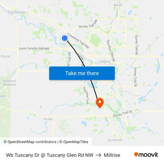Wb Tuscany Dr @ Tuscany Glen Rd NW to Millrise map