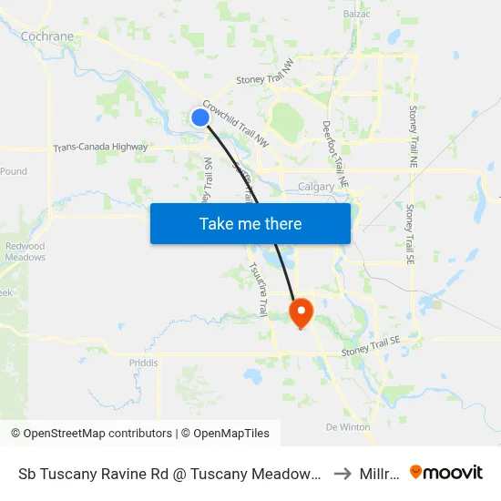 Sb Tuscany Ravine Rd @ Tuscany Meadows Cm NW to Millrise map