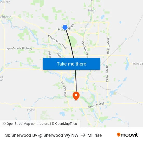 Sb Sherwood Bv @ Sherwood Wy NW to Millrise map