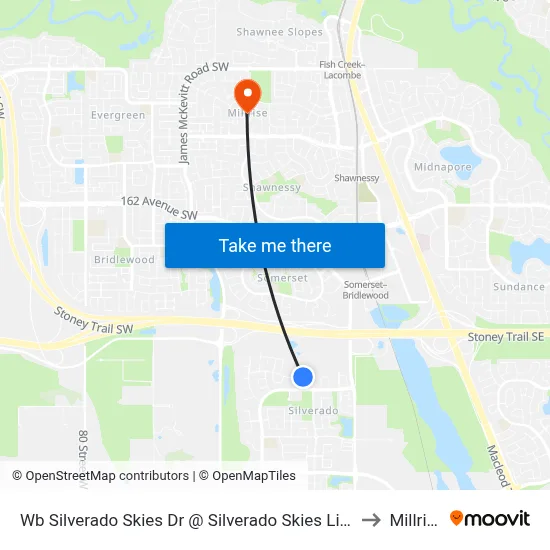 Wb Silverado Skies Dr @ Silverado Skies Li SW to Millrise map
