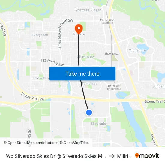 Wb Silverado Skies Dr @ Silverado Skies Mr SW to Millrise map