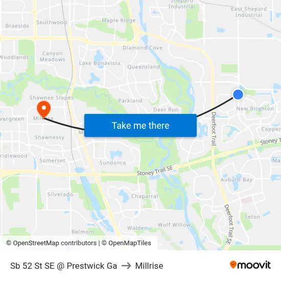 Sb 52 St SE @ Prestwick Ga to Millrise map