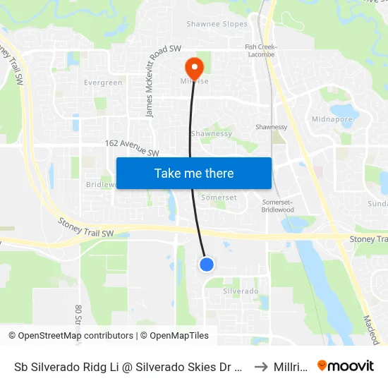 Sb Silverado Ridg Li @ Silverado Skies Dr SW to Millrise map