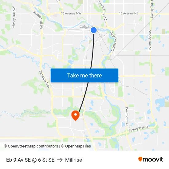 Eb 9 Av SE @ 6 St SE to Millrise map