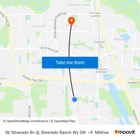 Sb Silverado Bv @ Silverado Ranch Wy SW to Millrise map