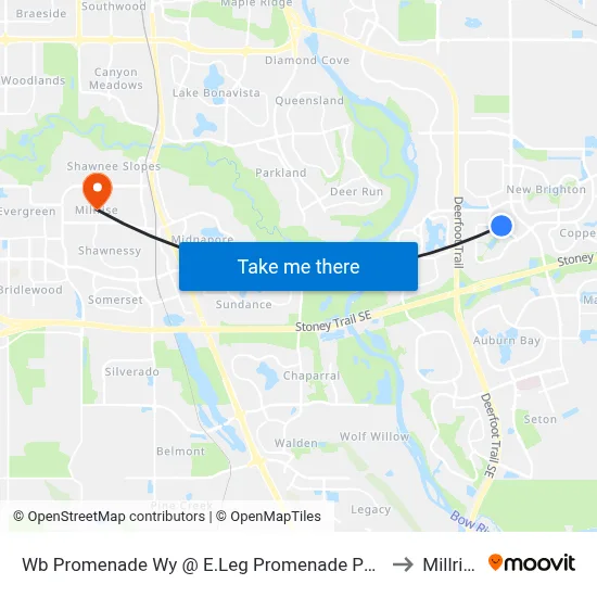 Wb Promenade Wy @ E.Leg Promenade Pa SE to Millrise map