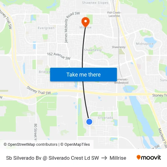 Sb Silverado Bv @ Silverado Crest Ld SW to Millrise map