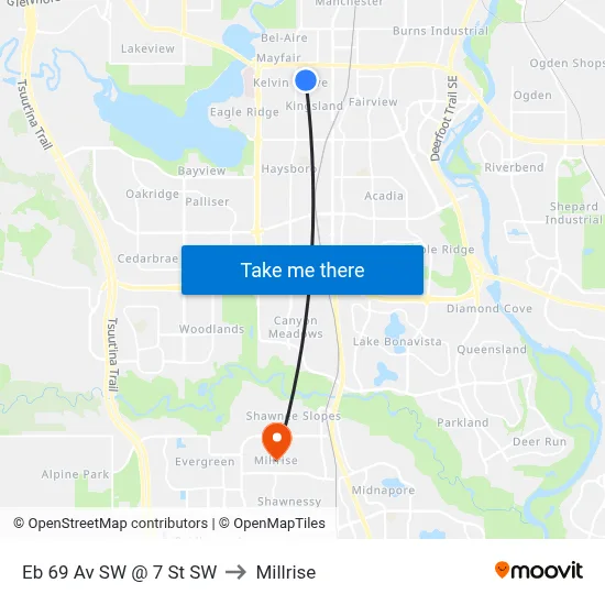 Eb 69 Av SW @ 7 St SW to Millrise map