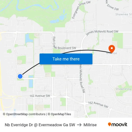 Nb  Everridge Dr @ Evermeadow Ga SW to Millrise map